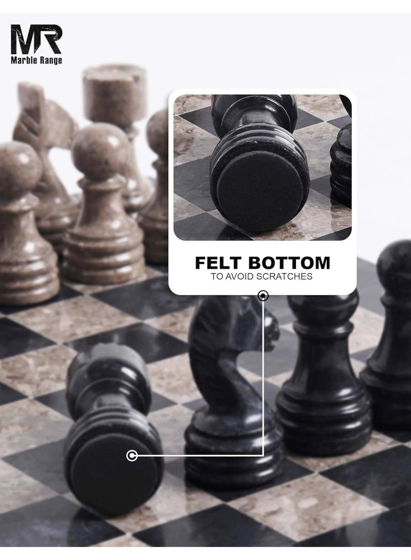 MARBLE RANGE Marble Chess Set for Adults 12" Handmade Black & Oceanic Board Game with 32 Chess Pieces, 2 Extra Queens & Storage Box, Luxury Travel Game, Elegant for Home Decor - Image 5